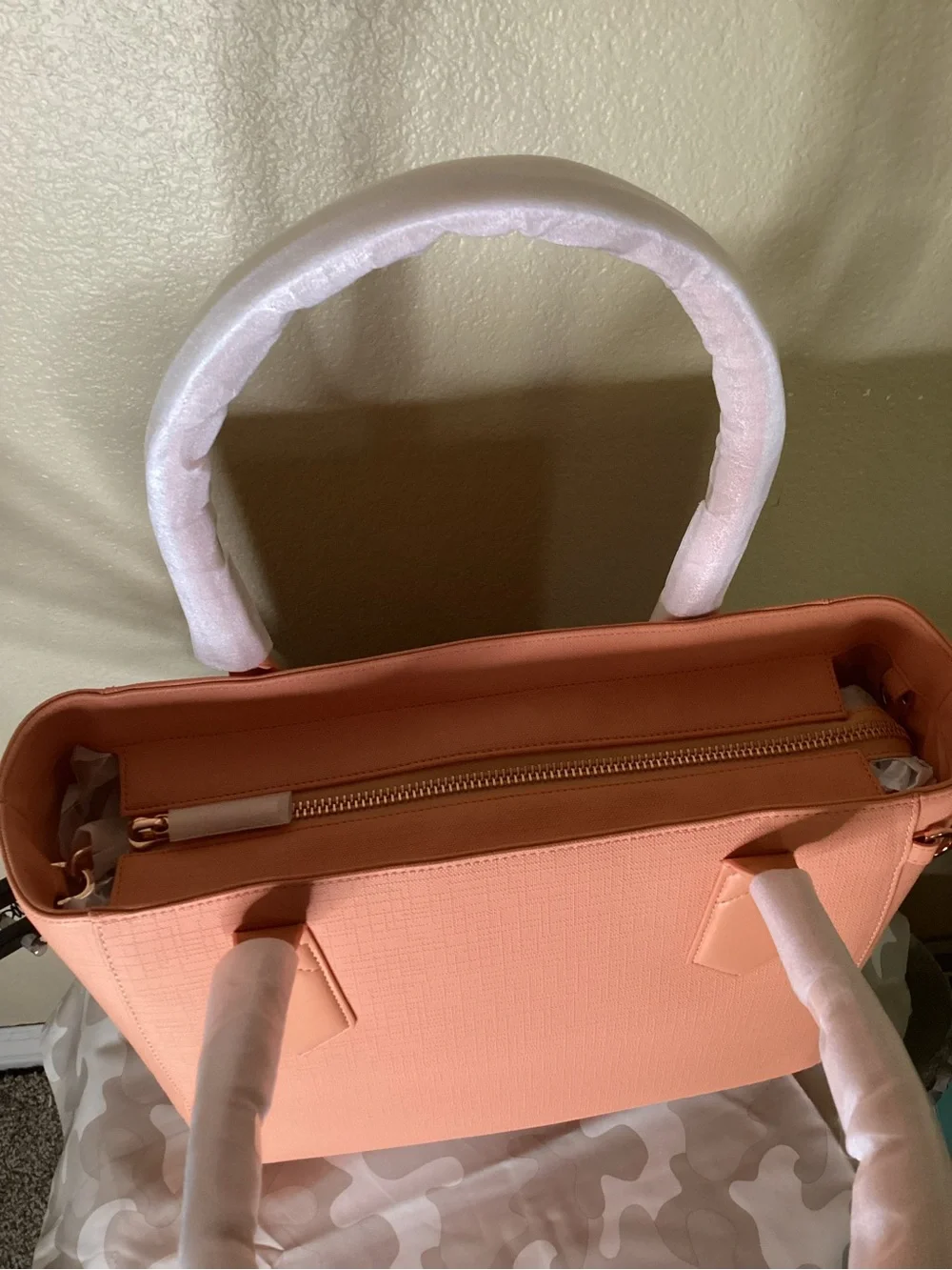 Dagne Dover Peach Structured Tote Laptop Bag